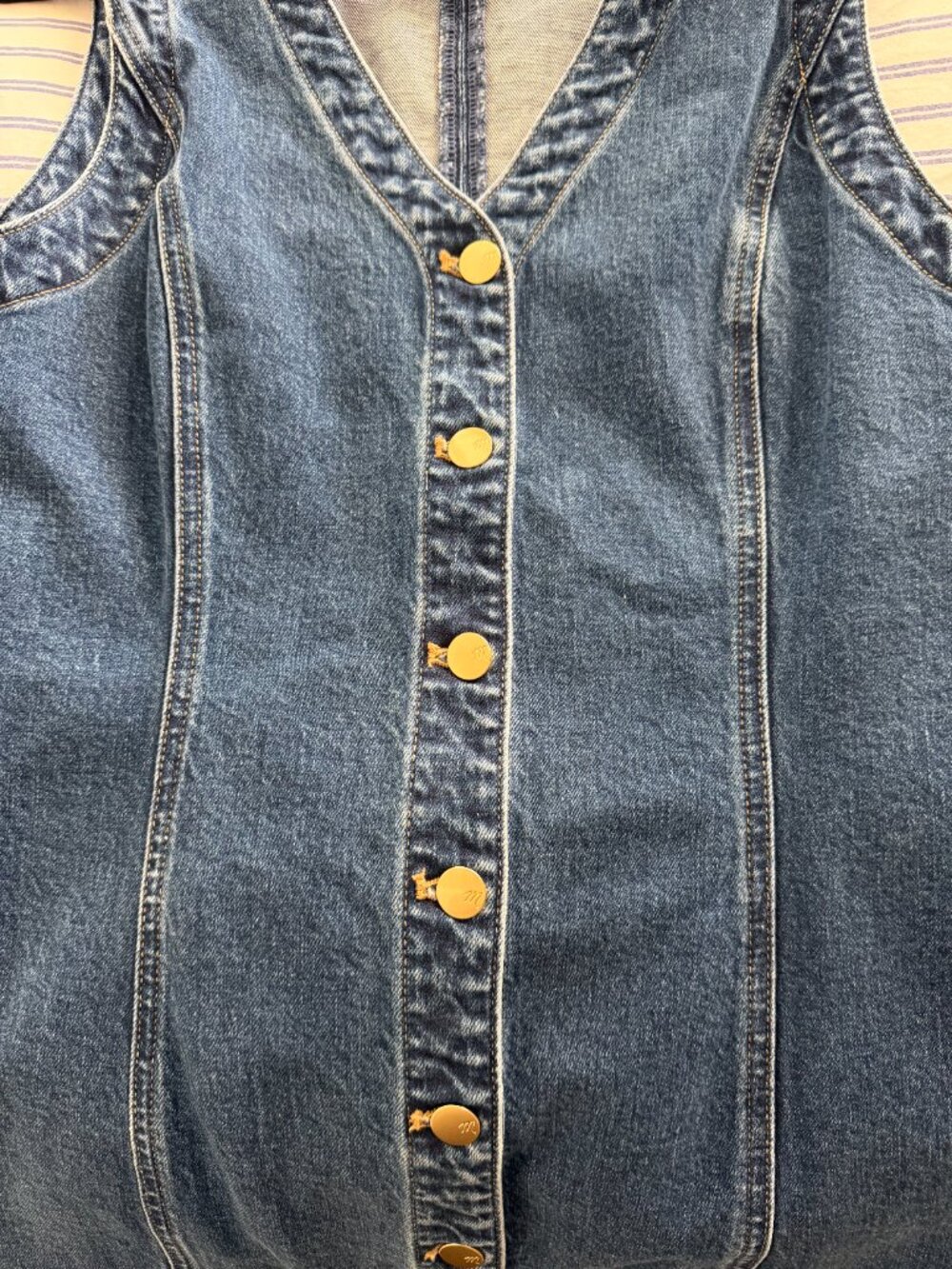 Madewell Dark Blue Denim Button-Front Midi Dress - Picture 4 of 5